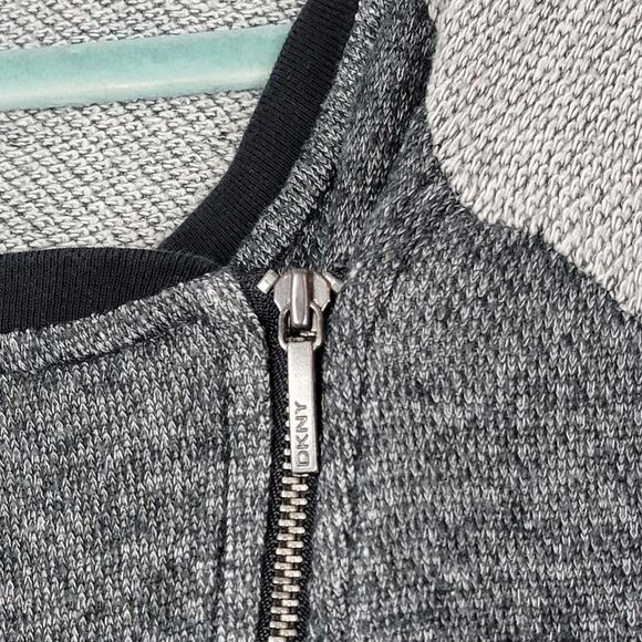DKNY Grey Knit Moto Jacket, Sz M - Picture 2 of 5